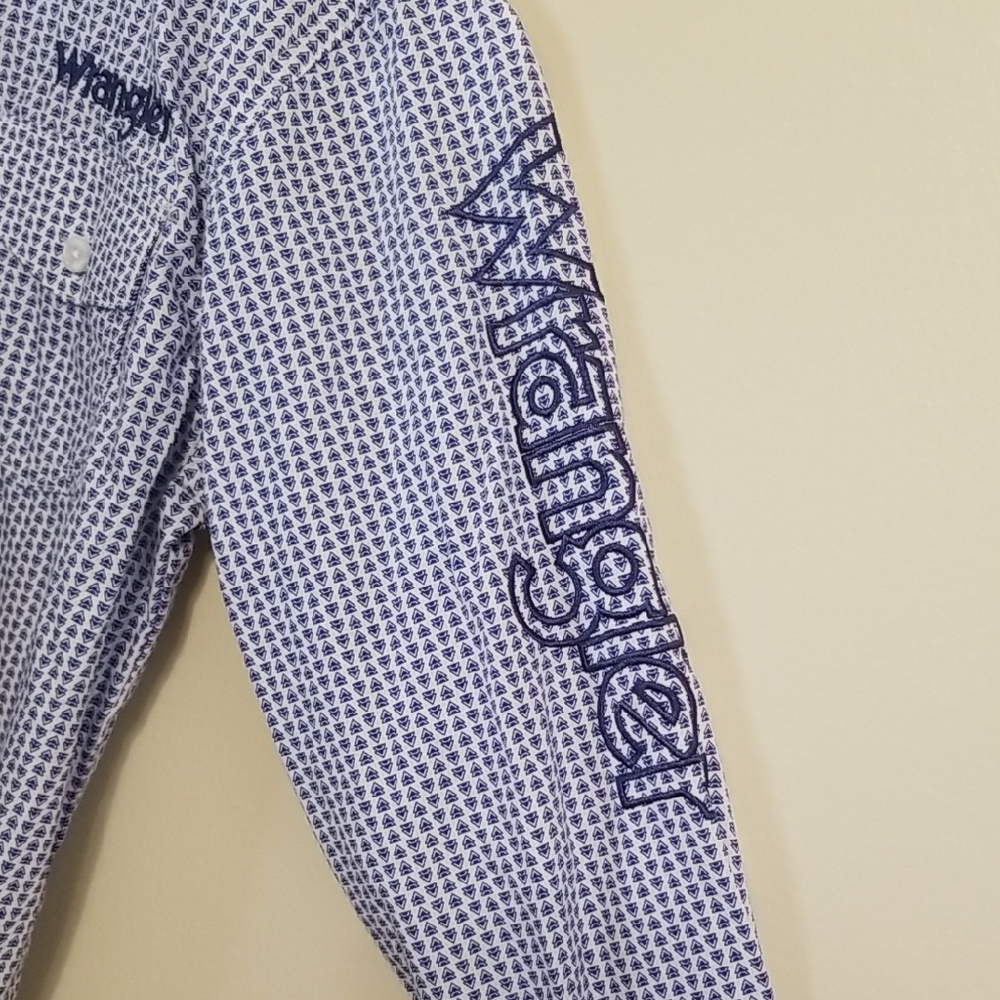 Wrangler Kids Embroidered Long Sleeve Button Down Collared Shirt Western Medium - Picture 4 of 12